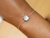 Bracelet femme chaîne très fine délicate / argent massif 925 / bracelet minimaliste /perles nacre noire  -minimaliste