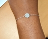 Bracelet femme / chaîne très fine délicate médaille ronde /argent massif 925 / bracelet minimaliste