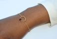 Bracelet femme délicat / anneau  orné de perle de quartz fumé  /cadeau femme /en gold filled ( or rempli)