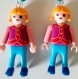 Boucles d'oreilles playmobil/argentées, figurine en rouge/bleu/rose
