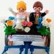 Décor de mariage playmobil pour gâteau, table, personnalisé, anniversaire de mariage ou célébration de mariage, avec texte, dates, prénoms à personnaliser