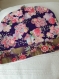 Cache théière en tissu japonais fond violet et fleurs roses 