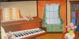 Tableau peint à l'huile le piano