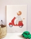 Affiche enfantlion en scooter chambre bebe, décoration chambre bb, affiche personnalisée