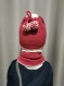 Bonnet et écharpe tricot groseille enfant 2 à 3 ans 