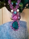 Bijoux collier macramé. pierre turquoise sertie