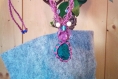 Bijoux collier macramé. pierre turquoise sertie