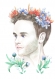 Portrait d'un jeune esprit de la forêt avec des fleurs dans les cheveux