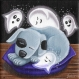 Peinture acrylique bébé chien et petits fantômes