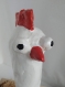 Poule blanche  en papier mâché, fait main, décoration ou cadeau unique, 31 cm de haut