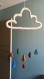 Mobile nuage avec gouttes d'eau , en papier mâché, fait main, décoration ou cadeau unique, 60 cm de hauteur total
