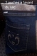 Sac cabas en jean bleu foncé et simili cuir gris/marron