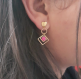 Boucles d'oreilles acier et plaqué argent couleur doré, boucles d'oreilles roses