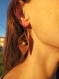 Boucles d'oreilles cuir marron gemmes