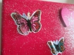 Tableau papillons, pailleté avec peinture et collages