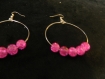 Créoles avec 5 perles rose 