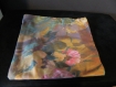 Trousse plate en tissu fleuri et jean clair 
