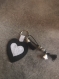 Porte clés coeur, noir, gris