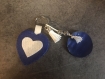 Porte clés, coeur, bleu, blanc