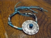 Bracelet fil coton ciré bleu, horloge