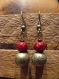 Boucles oreilles perle à facettes rouges et bronze