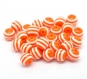 10 perles 10mm rayé orange et blanc en resine creation bijoux ...