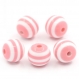 10 perles 10mm rayé rose et blanc en resine creation bijoux ...