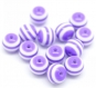 10 perles 10mm rayé violet et blanc en resine creation bijoux ...