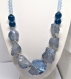 Aigue marine quartz brut bleuté irisé apatite collier 55cm, pierres fines veritables collier femme