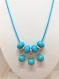 Turquoise joli collier neuf avec pendants 46/51 cm sur cordonnet turquoise