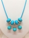 Turquoise joli collier neuf avec pendants 46/51 cm sur cordonnet turquoise