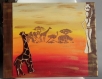 Toile africaine girafe scène de vie