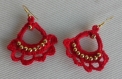 Boucles d'oreilles coton rouge