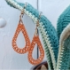 Boucles d oreilles en fil de coton crocheté, support argenté ou doré, bijoux colorés au crochet - léonie