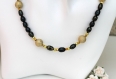 Parure collier-bracelet-boucles d'oreilles perles de culture vert bronze modèle 