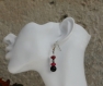 Parure collier pendentif-bracelet et boucles d'oreilles-onyx-bambou-verre-résine aux couleurs noire et rouge modèle 