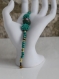 Parure bracelet et boucles d'oreilles en malachite-perles de bois-verre et résine verte modèle 