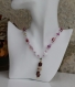 Collier pendentif verre-perles de nacre-acrylique en dégradé de rose et blanc modèle 