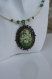 Ras-du-cou pendentif métal-aventurine-eau douce-cristal-perles de verre vert-ivoire modèle 