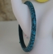 Bracelet bois peint main turquoise modèle 