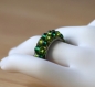Bague alliance double en perles de rocaille tissées dans un dégradé de vert modèle 51
