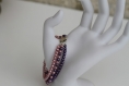 Bracelet trois rangs en perles de verre rose et violet modèle 