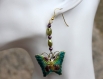 Boucles d'oreilles emaux-verre violet et vert modèle 