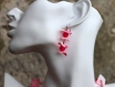 Parure collier pendentif quartz-boucles d'oreilles-agate-nacre-cristal swarovski en dégradé de rose modèle 