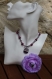 Collier pendentif fluorine et graine dans un dégradé de violet modèle 