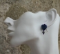 Parure collier pendentif-bracelet-boucles d'oreilles lapis lazuli et graine dans un dégradé de bleu modèle 