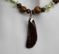 Parure collier pendentif-bracelet opale-jade-péridot-agate-graine violine et verte modèle 