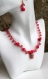 Parure collier pendentif-boucles d'oreilles tourmaline-graine-swarovski-quartz cerise-perles de bohème en verre modèle 