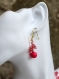 Parure collier pendentif-boucles d'oreilles tourmaline-graine-swarovski-quartz cerise-perles de bohème en verre modèle 