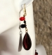 Parure collier pendentif-bracelet-boucles d'oreilles hématite-nacre-swarovski-verre de bohème-graines rouge et noire modèle 